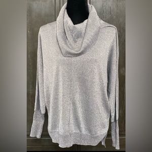 Joseph A graysilver metallic turtleneck OS sweater- Small
